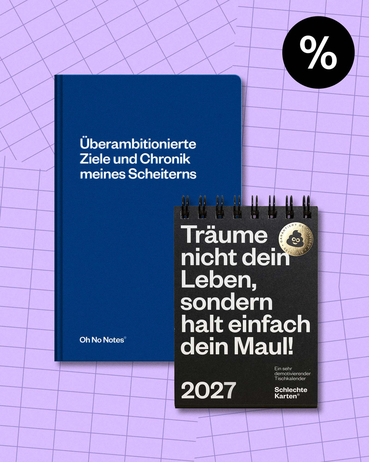 Bundle – Demotivierender Tischkalender & Oh No Note Notizbuch
