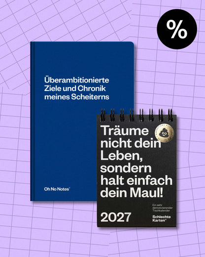 Bundle – Demotivierender Tischkalender & Oh No Note Notizbuch