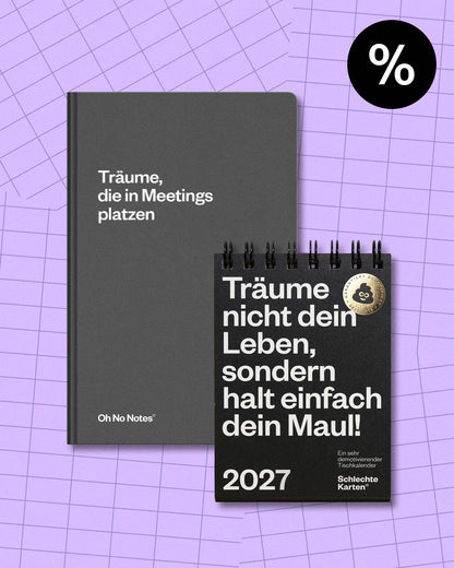 Bundle – Demotivierender Tischkalender & Oh No Note Notizbuch