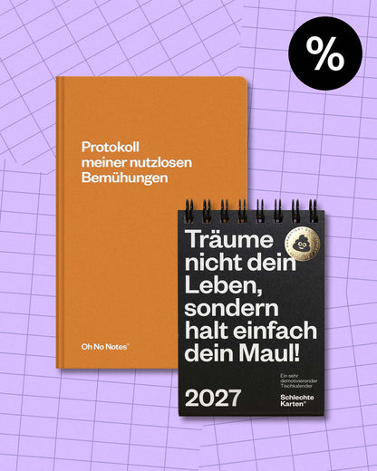 Bundle – Demotivierender Tischkalender & Oh No Note Notizbuch