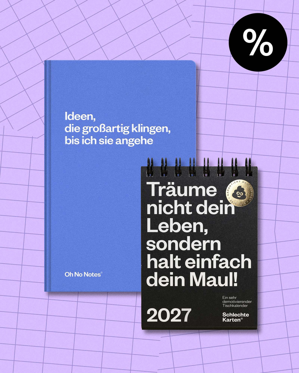 Bundle – Demotivierender Tischkalender & Oh No Note Notizbuch