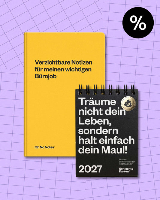 Bundle – Demotivierender Tischkalender & Oh No Note Notizbuch